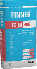 FINNER® EXTER 40G Шпатлевка цементная армированная базовая серая 180/7,0/F50 ГОСТ 33699